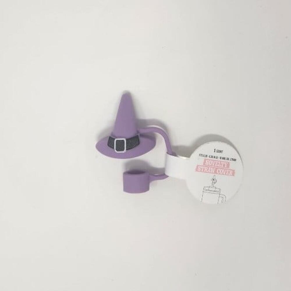 Purple Witch Hat Halloween Tumbler Straw Cover